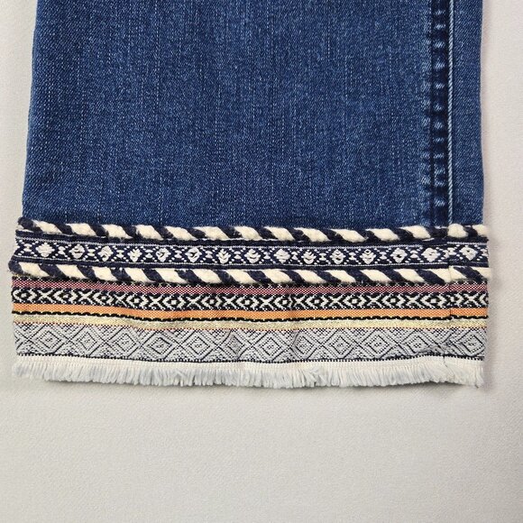 Christopher & Banks Boho‎ Trim Cropped Jeans Sz 8 Festival Raw Hem Denim - Picture 12 of 12